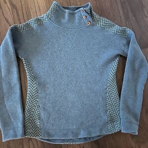 Marmot Blue Turtle Neck Wool Sweater Base layer with Button Detail